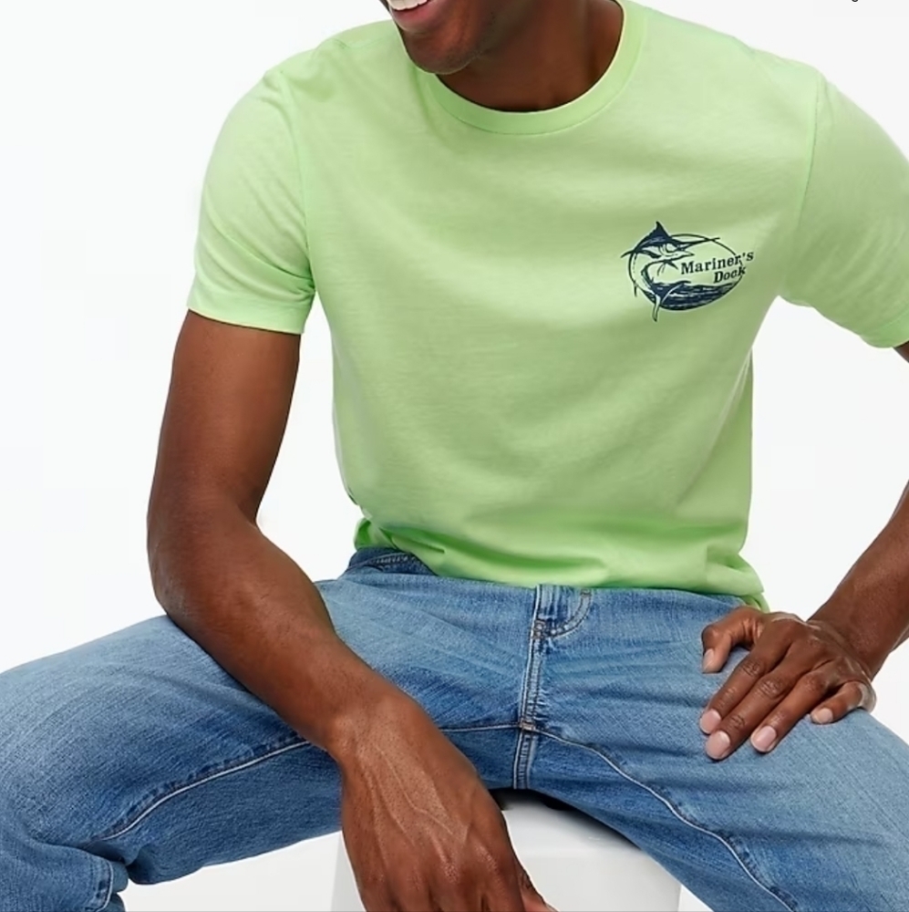 J Crew Factory Swordfish graphic tee in soft lime‎ size XXL NWT BQ022